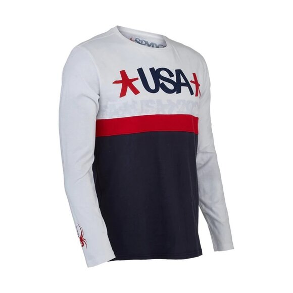 Spyder Men's Crew Neck T-Shirt Standard USA Haze Long Sleeve White Size Small - Picture 6 of 8